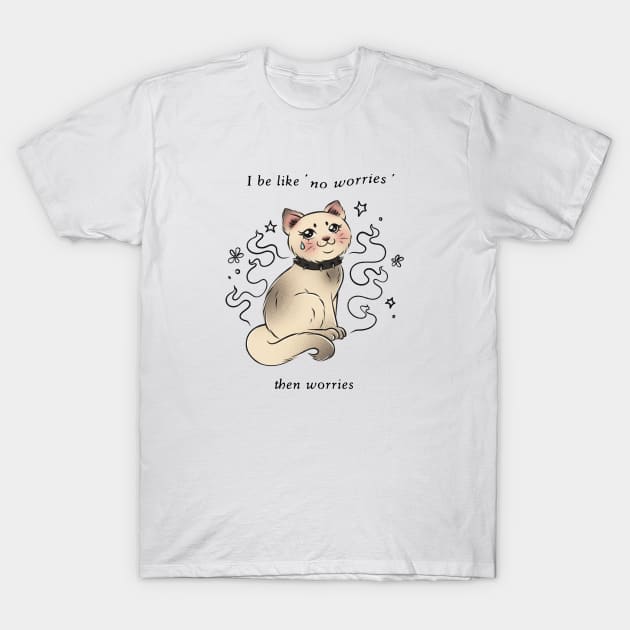 anxiety kitty T-Shirt by bratcave.studio